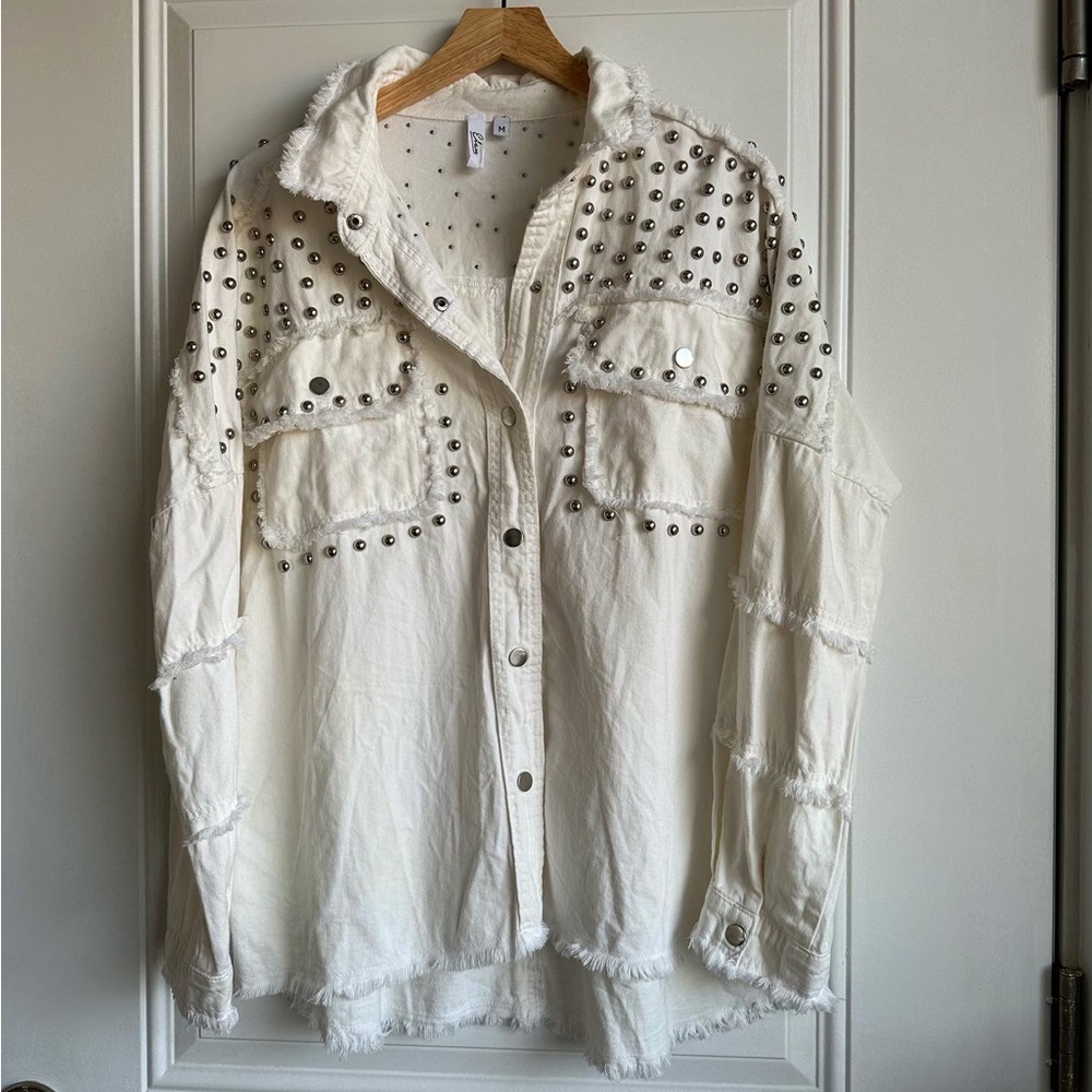 Studded White Western Shacket